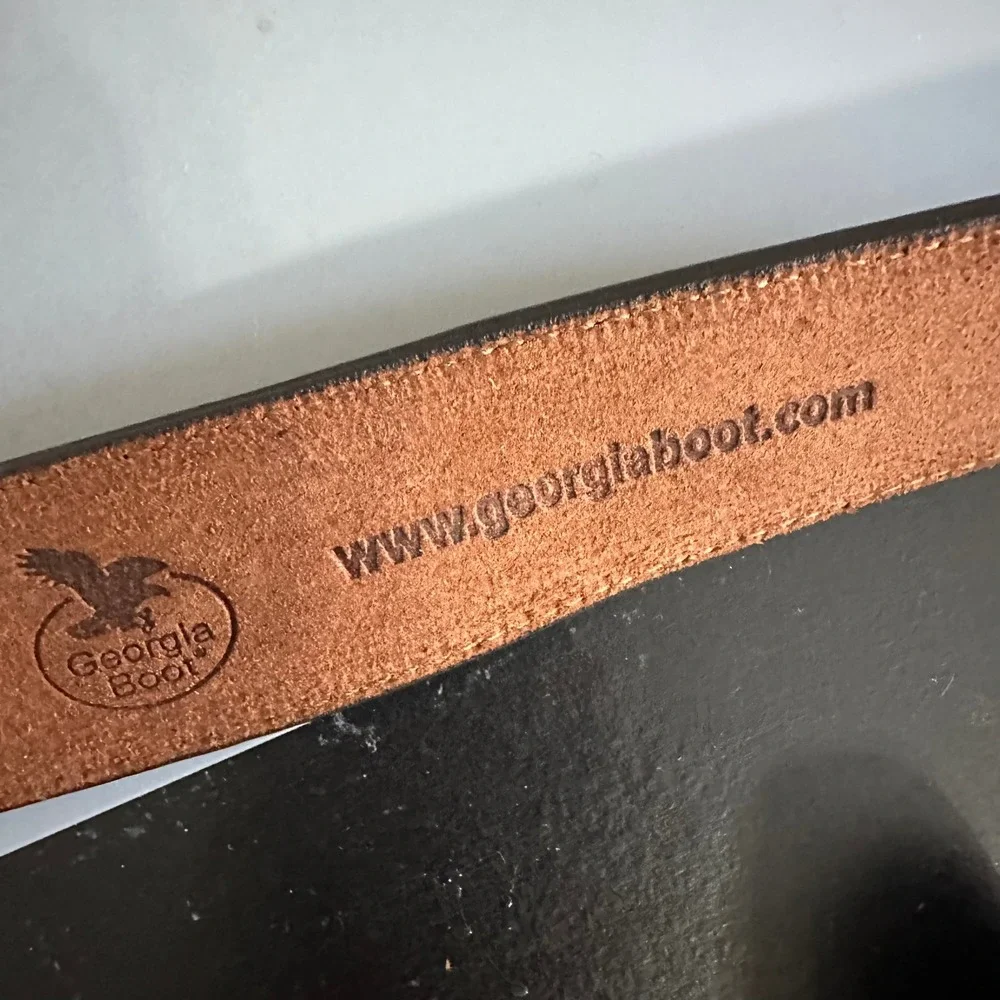 Georgia Boot Mens Brown Genuine Leather Work Belt GB134 Brass Buckle Size 38